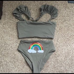 PORT DE BRAS Highs waist rainbow bikini bottom